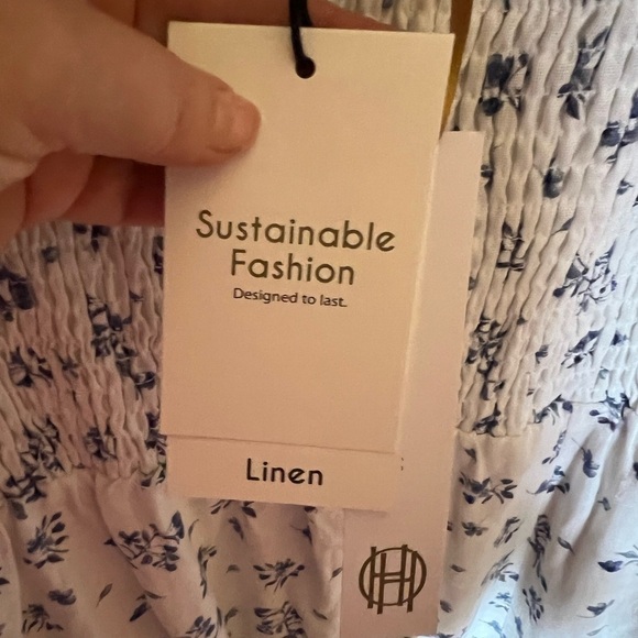 NWT House of Harlow 1960 Linen Blend Cottagecore Midi Dress L - Picture 11 of 12